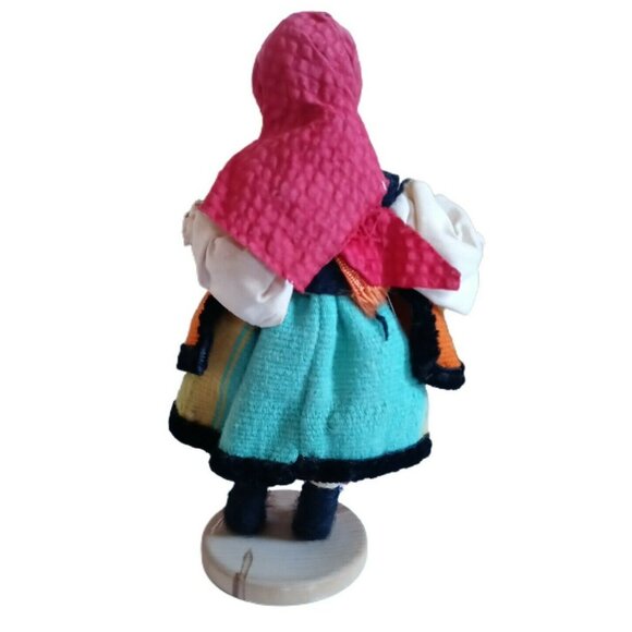 Vintage European Folk Art  Doll 7" Handmade Traditional Cultural Signed - Picture 3 of 7